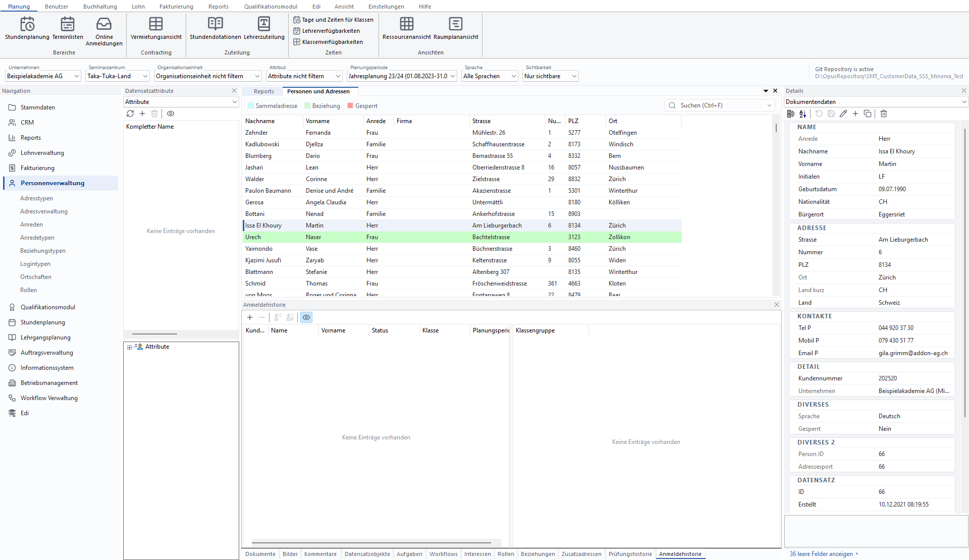 Ansicht SMT School Professional Schulverwaltungssoftware Schweiz