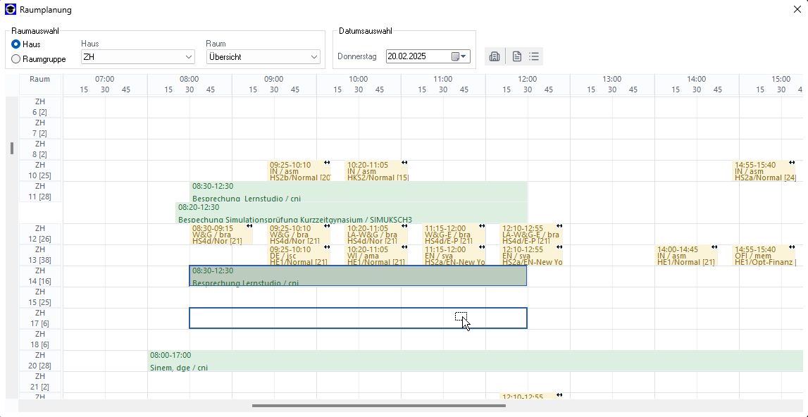 Raumplanung SMT School Professional Schulverwaltungssoftware Schweiz